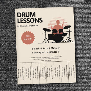 Drums Lessons Tear Off Strips Flyer