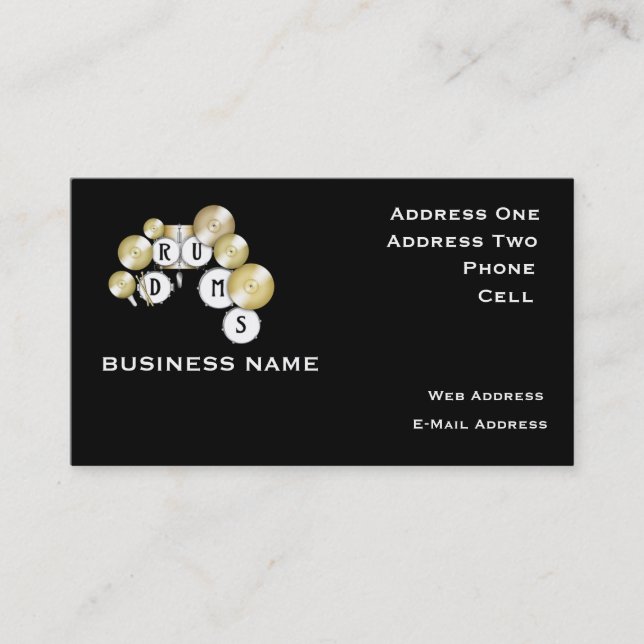 Drums - Music Business Card (Front)