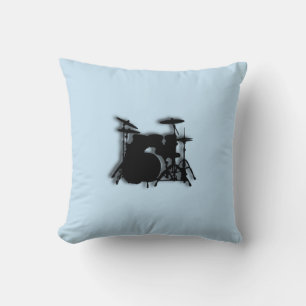 Drums Music Design Blue Throw Pillow