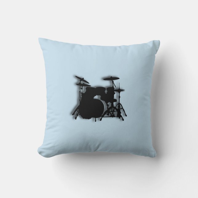 Drums Music Design Blue Throw Pillow (Front)