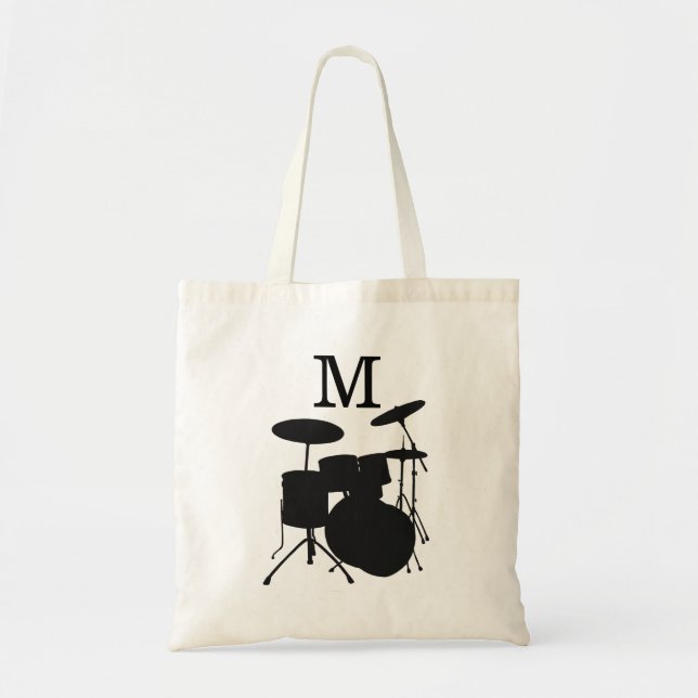 Drums Musical Instruments Teacher Student Monogram Tote Bag (Front)