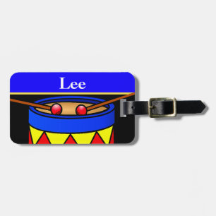 Drums on Luggage Tag w/ leather strap