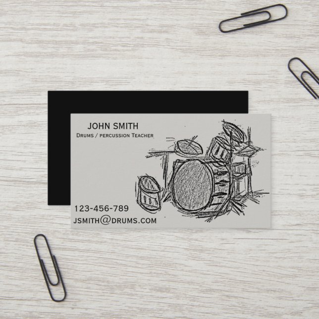 Drums / Percussion teacher Business Card (Front/Back In Situ)