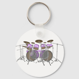 Drums: Purple & White Drum Kit: 3D Model: Keychain