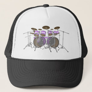 Drums: Purple & White Drum Kit: 3D Model: Trucker Hat
