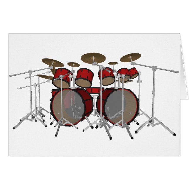Drums: Red Drum Kit: 3D Model: (Front Horizontal)
