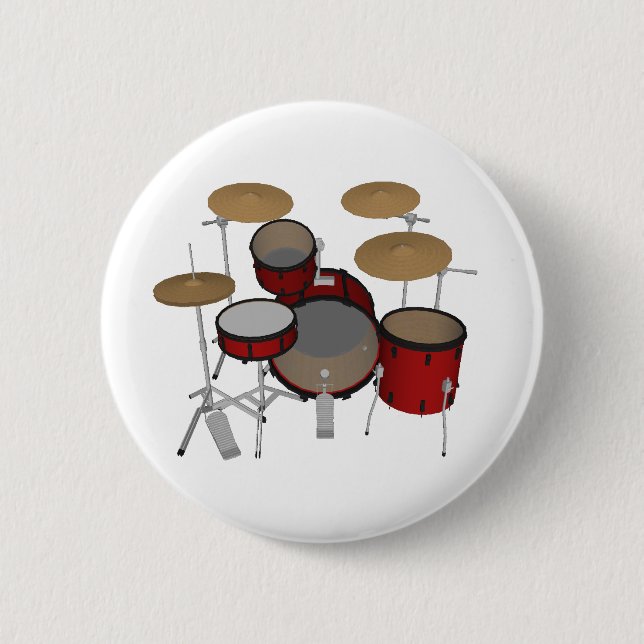 Drums: Red Drum Kit: 3D Model: 2 Inch Round Button (Front)