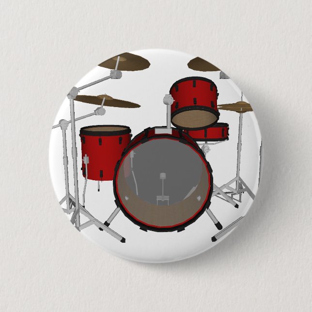 Drums: Red Drum Kit: 3D Model: 2 Inch Round Button (Front)
