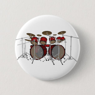 Drums: Red Drum Kit: 3D Model: 2 Inch Round Button