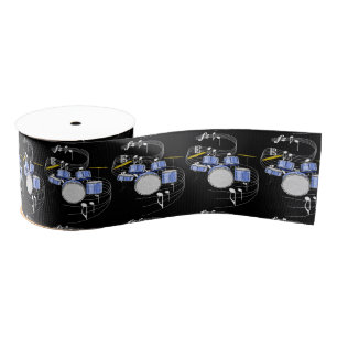 Drums Ribbon - Dark Grosgrain Ribbon