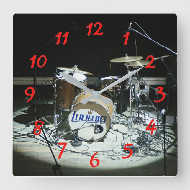 Drums Square Wall Clock (Front)
