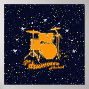 drums & starry night sky poster