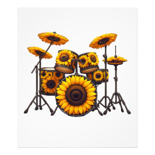 Drums Sunflower Flower Musician Music Floral Photo Print