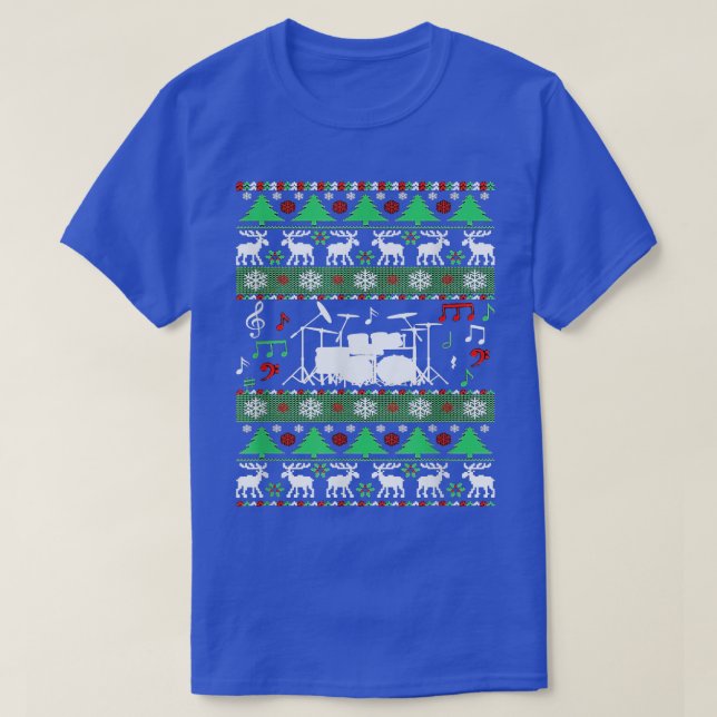 Drums Ugly Christmas Holiday Sweater For Drummer M (Design Front)