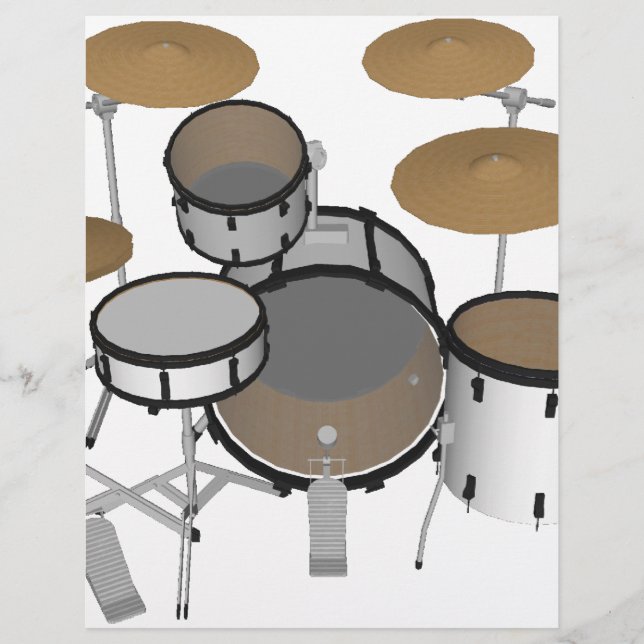 Drums: White Drum Kit: 3D Model: (Front)