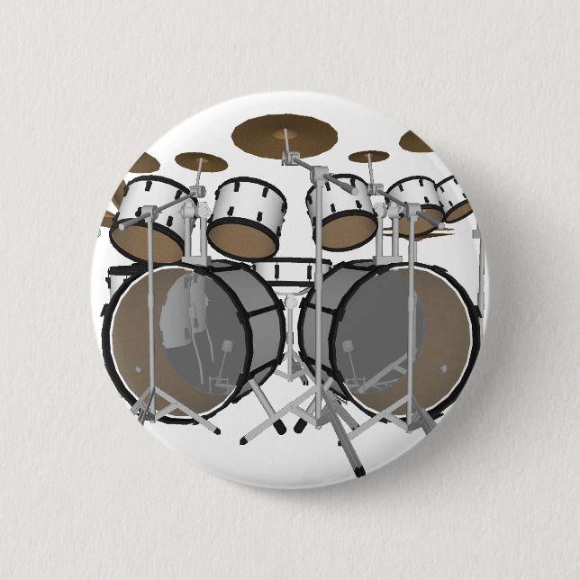 Drums: White Drum Kit: 3D Model: 2 Inch Round Button (Front)