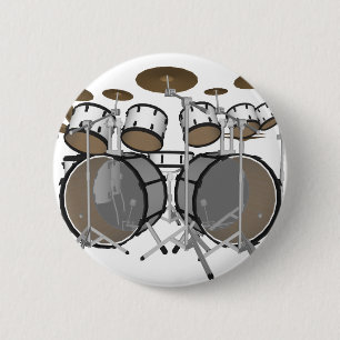 Drums: White Drum Kit: 3D Model: 2 Inch Round Button