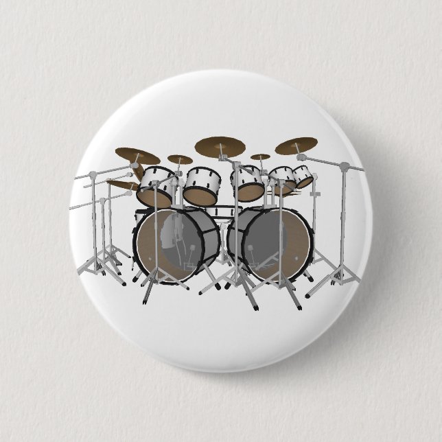 Drums: White Drum Kit: 3D Model: 2 Inch Round Button (Front)