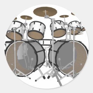 Drums: White Drum Kit: 3D Model: Classic Round Sticker