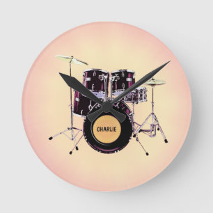 Drums with your Name Round Clock
