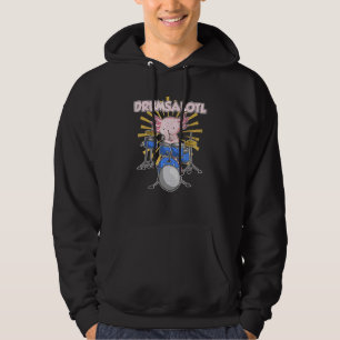 Drumsalotl Mexican Amphibian Drums Animal Drummer Hoodie