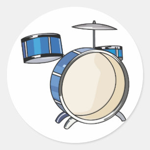 drumset simple three piece blue.png classic round sticker