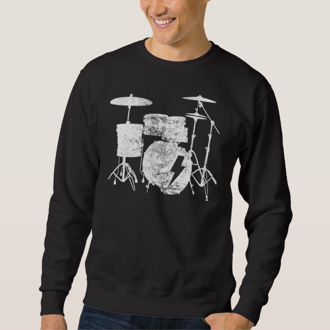 Drumsticks Drummer Vintage Drumkit Sweatshirt (Front)