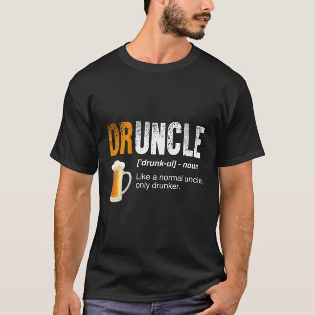 Druncle Like A Normal Uncle Only Drunker Funny Bee T-Shirt (Front)