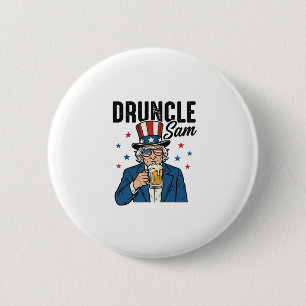 Druncle Sam Funny Patriotic Beer Vector Design_1 2 Inch Round Button