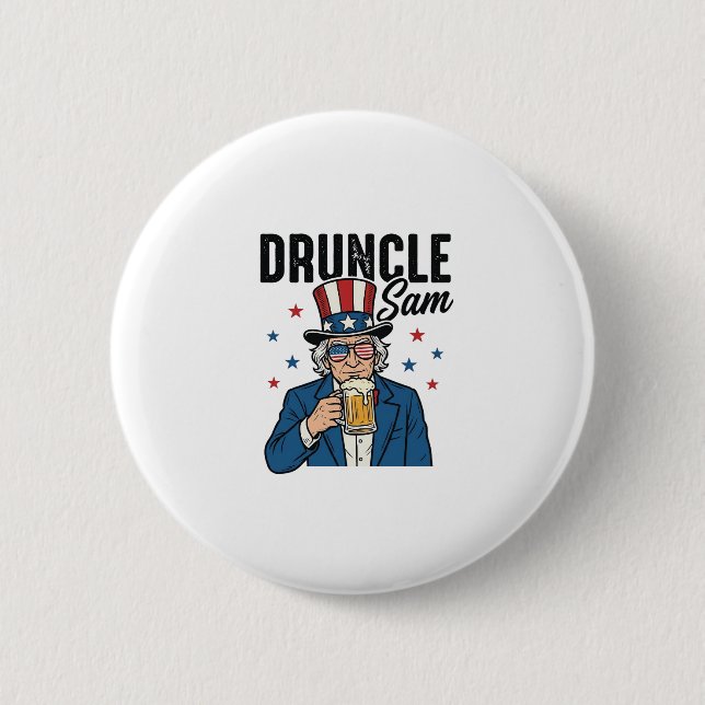 Druncle Sam Funny Patriotic Beer Vector Design_1 2 Inch Round Button (Front)