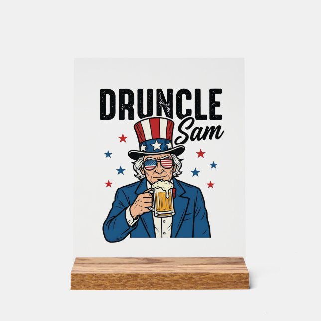 Druncle Sam Funny Patriotic Beer Vector Design_1 Acrylic Sign (Front)