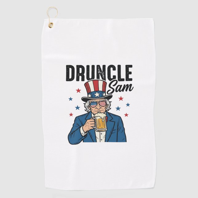 Druncle Sam Funny Patriotic Beer Vector Design_1 Golf Towel (Front)