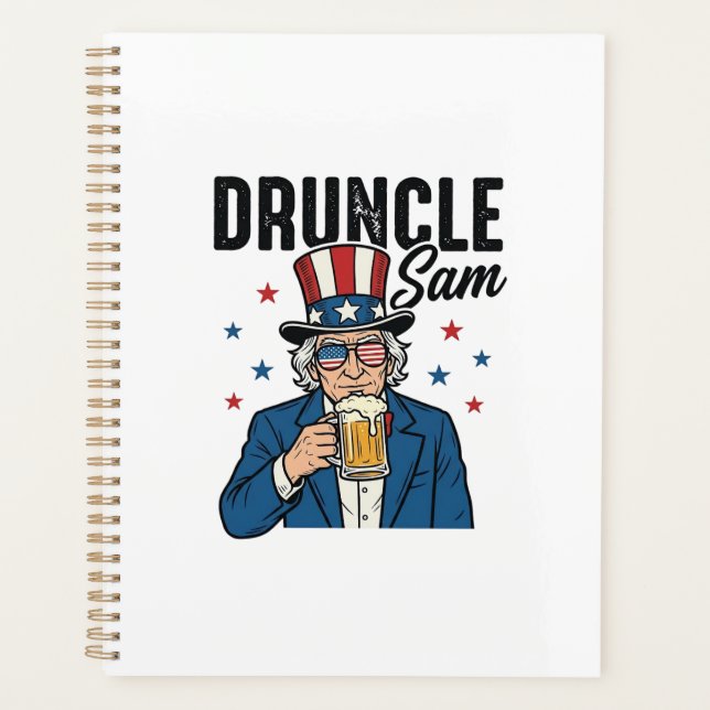 Druncle Sam Funny Patriotic Beer Vector Design_1 Planner (Front)