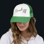 Drunk AF Charcoal Logo Unisex  Trucker Hat<br><div class="desc">Drunk AF Unisex trucker hat - the logo can be moved around if needed, and you can add text to personalize. We recommend something like a wedding hashtag! We love everything about this collection: pink, green, and black colour palette, relaxed and fun typography, and the perfect Summertime graphics to set...</div>