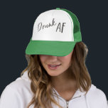 Drunk AF Charcoal Logo Unisex  Trucker Hat<br><div class="desc">Drunk AF Unisex trucker hat - the logo can be moved around if needed, and you can add text to personalize. We recommend something like a wedding hashtag! We love everything about this collection: pink, green, and black colour palette, relaxed and fun typography, and the perfect Summertime graphics to set...</div>