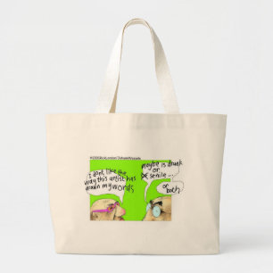 Drunk Cartoonists Funny Gifts Tees & Collectibles Large Tote Bag