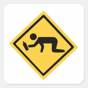 Drunk Crossing Square Sticker