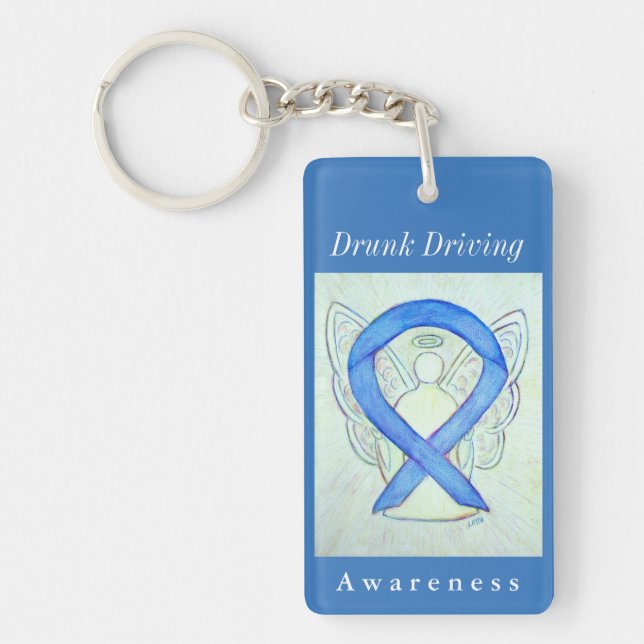 Drunk Driving Awareness Ribbon Angel Keychain (Front)