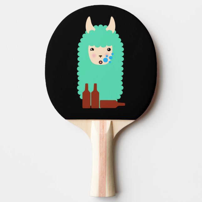 Drunk Emoji Llama Ping Pong Paddle (Front)