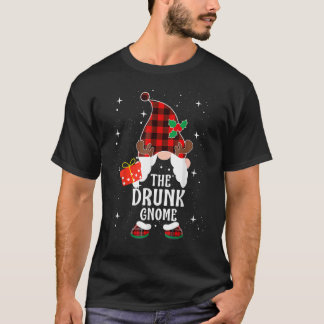 Drunk Gnome Buffalo Plaid Matching Family Christma T-Shirt