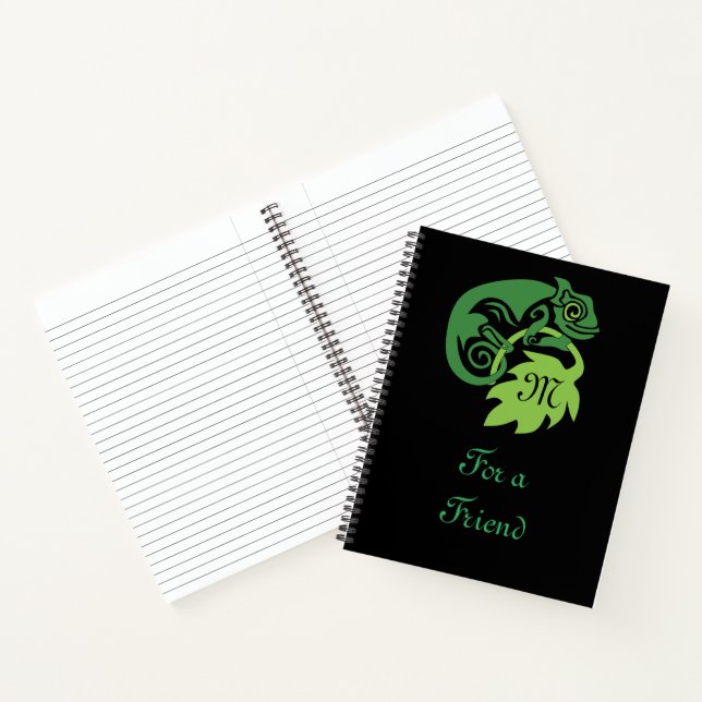 Drunk Green Chameleon Lizard Hanging Out Notebook (Inside)