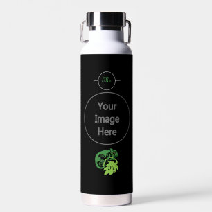 Drunk Green Chameleon Lizard Hanging Out Water Bottle