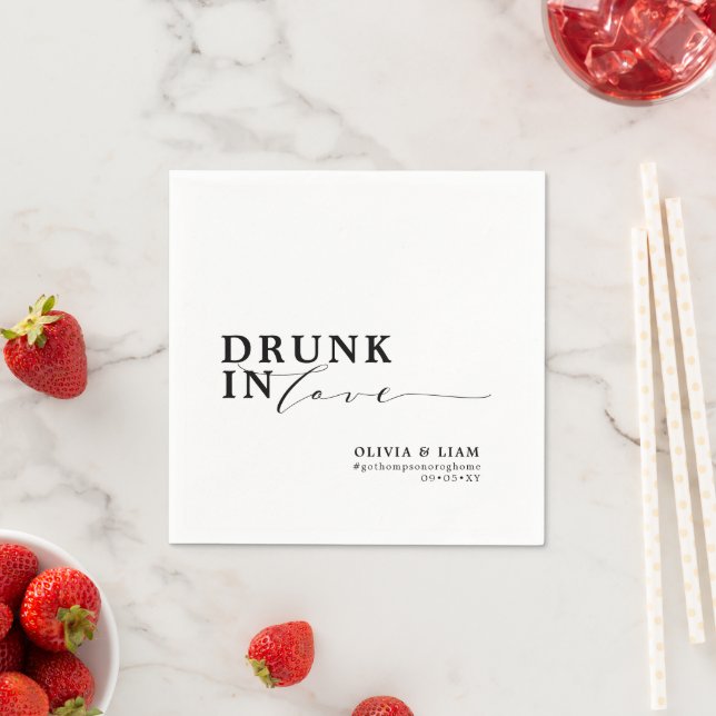 Drunk In Love Black White Wedding  Napkin (Insitu)