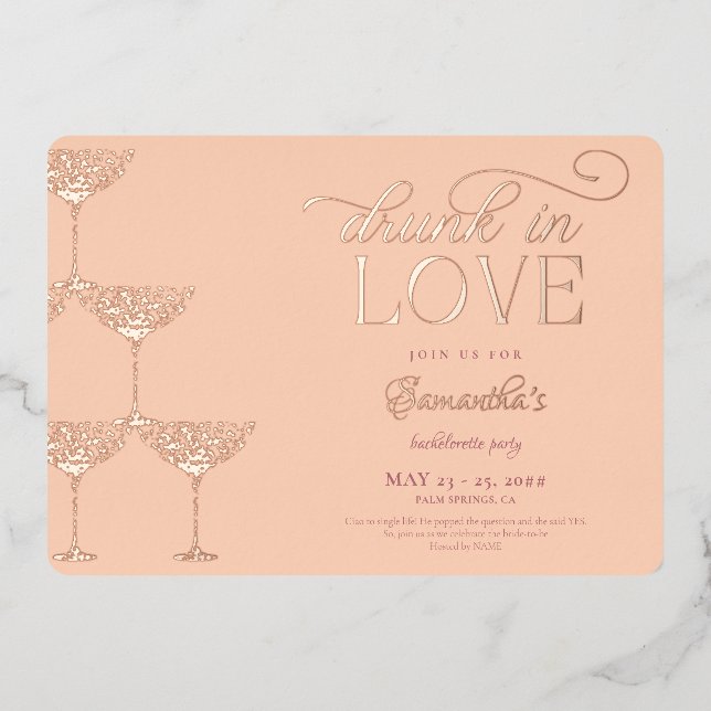 Drunk In Love Champagne Tower Peach Bachelorette (Front)