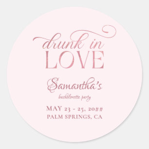 Drunk In Love Champagne Tower Pink Bachelorette Classic Round Sticker