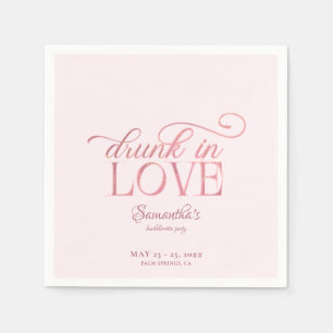 Drunk In Love Champagne Tower Pink Bachelorette Napkin