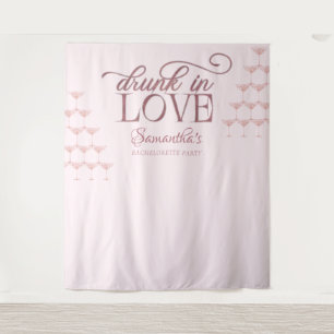 Drunk In Love Champagne Tower Pink Bachelorette Tapestry
