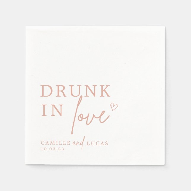 Drunk In Love Dusty Pink Personalized Napkins (Front)