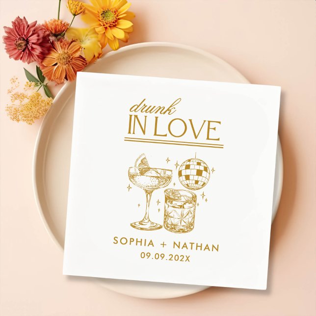 Drunk In Love Personalized Beach Cocktail Wedding Napkin (Creator Uploaded)