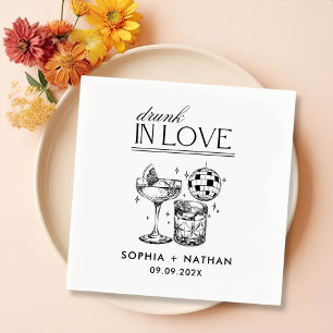 Drunk In Love Personalized Beach Cocktail Wedding Napkin